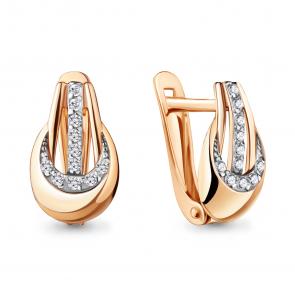 Золотые серьги AQUAMARINE с фианитом 42995 фото