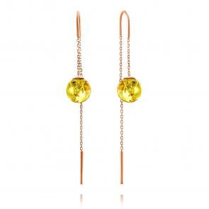 Серьги из золочёного серебра Дарвин с янтарём 42E022361kk-л фото