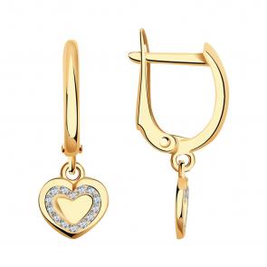 Золотые серьги AQUAMARINE с фианитом 43038А фото