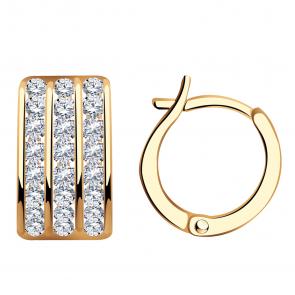 Золотые серьги AQUAMARINE с фианитом 43048А фото