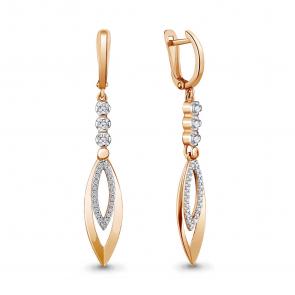 Золотые серьги AQUAMARINE с фианитом 43089А фото