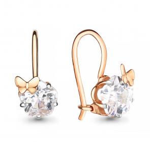 Золотые серьги AQUAMARINE с фианитом 43304 фото