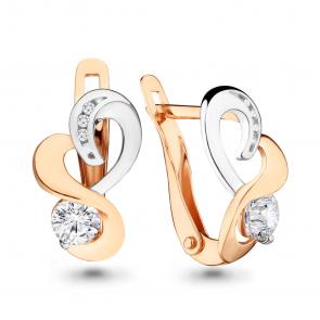 Золотые серьги AQUAMARINE с фианитом 433451А фото