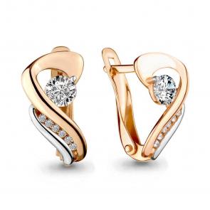 Золотые серьги AQUAMARINE с фианитом 433481А фото