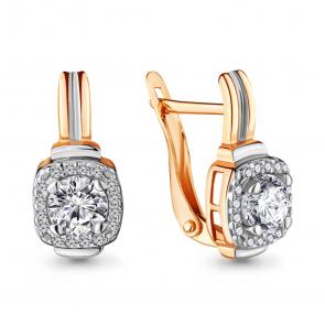 Золотые серьги AQUAMARINE с фианитом 434221А фото