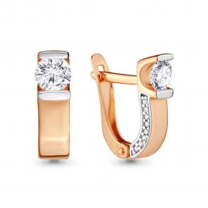 Золотые серьги AQUAMARINE с фианитом 436381А фото