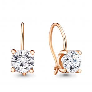 Золотые серьги AQUAMARINE с фианитом 436781 фото