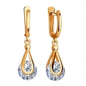 Золотые серьги AQUAMARINE с фианитом 437821 фото