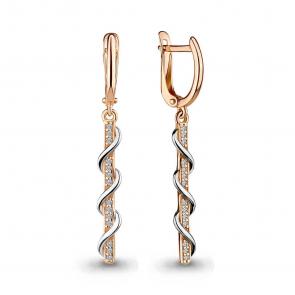 Золотые серьги AQUAMARINE с фианитом 45025А фото