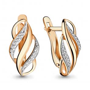 Золотые серьги AQUAMARINE с фианитом 45226А фото