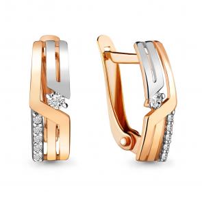 Золотые серьги AQUAMARINE с фианитом 45319А фото