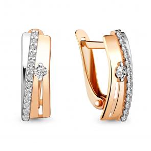 Золотые серьги AQUAMARINE с фианитом 45320А фото