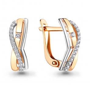 Золотые серьги AQUAMARINE с фианитом 45324А фото