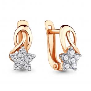 Золотые серьги AQUAMARINE с фианитом 45376А фото