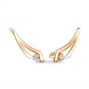 Золотые серьги AQUAMARINE с фианитом 45506 фото