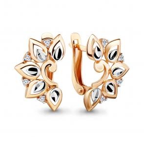 Золотые серьги AQUAMARINE с фианитом 46549А фото