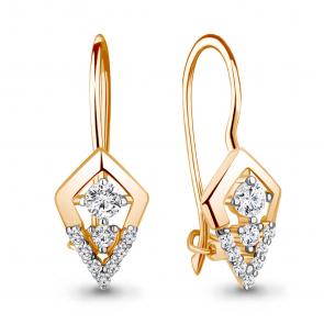 Золотые серьги AQUAMARINE с фианитом 46687А фото