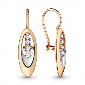 Золотые серьги AQUAMARINE с фианитом 46689 фото