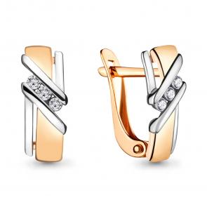 Золотые серьги AQUAMARINE с фианитом 46711А фото