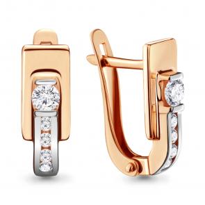 Золотые серьги AQUAMARINE с фианитом 46715А фото