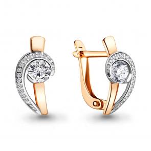Золотые серьги AQUAMARINE с фианитом 46799А фото