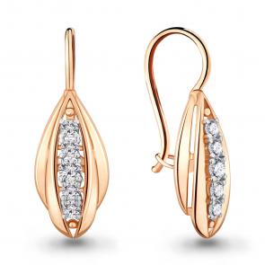 Золотые серьги AQUAMARINE с фианитом 46807А фото