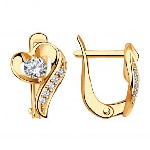 Золотые серьги AQUAMARINE с фианитом 46843 фото