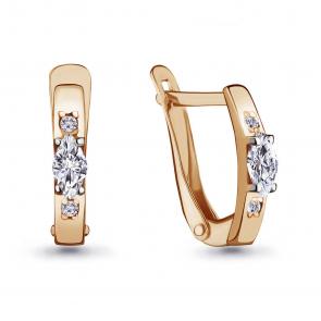 Золотые серьги AQUAMARINE с фианитом 46866 фото