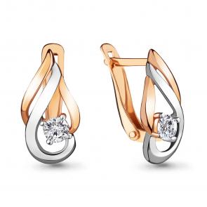 Золотые серьги AQUAMARINE с фианитом 46879 фото