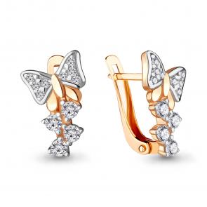 Золотые серьги AQUAMARINE с фианитом 46882А фото