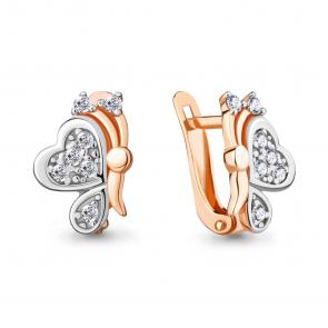 Золотые серьги AQUAMARINE с фианитом 46884А фото