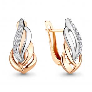 Золотые серьги AQUAMARINE с фианитом 46889А фото