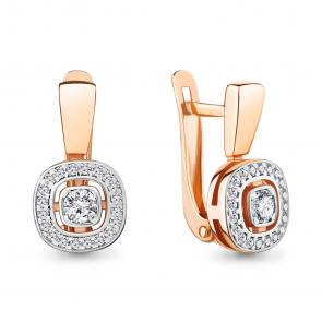 Золотые серьги AQUAMARINE с фианитом 46924А фото