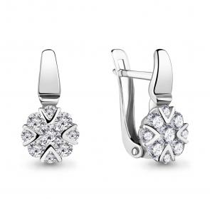 Серьги из белого золота AQUAMARINE с фианитом 46941Аб фото