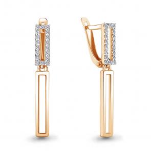 Золотые серьги AQUAMARINE с фианитом 48329А фото