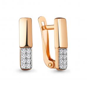 Золотые серьги AQUAMARINE с фианитом 48450А фото