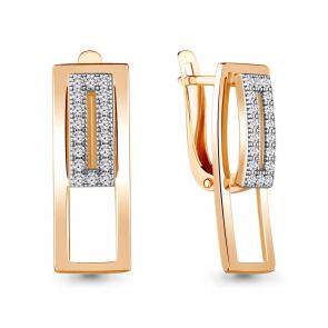 Золотые серьги AQUAMARINE с фианитом 48454А фото