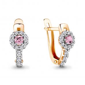 Золотые серьги AQUAMARINE с фианитом 48480АВ фото