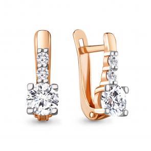 Золотые серьги AQUAMARINE с фианитом 484851 фото