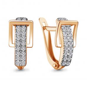 Золотые серьги AQUAMARINE с фианитом 48542А фото