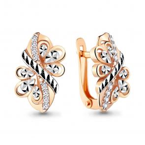 Золотые серьги AQUAMARINE с фианитом 48592А фото