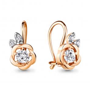 Золотые серьги AQUAMARINE с фианитом 48781А фото