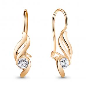 Золотые серьги AQUAMARINE с фианитом 48953 фото