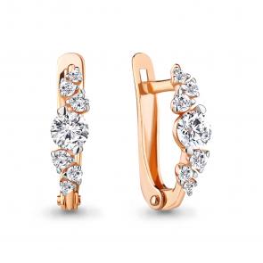 Золотые серьги AQUAMARINE с фианитом 48973А фото