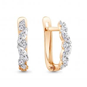 Золотые серьги AQUAMARINE с фианитом 48975 фото