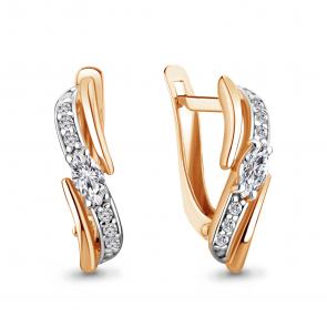 Золотые серьги AQUAMARINE с фианитом 48988А фото