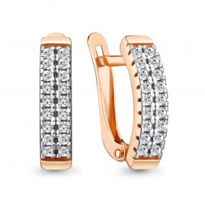 Золотые серьги AQUAMARINE с фианитом 49080А фото