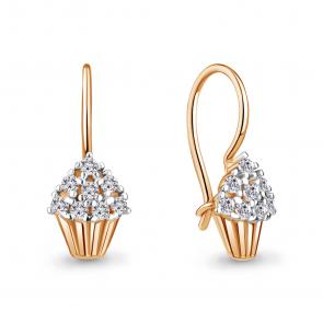 Золотые серьги AQUAMARINE с фианитом 49204А фото