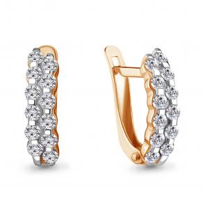 Золотые серьги AQUAMARINE с фианитом 49228А фото