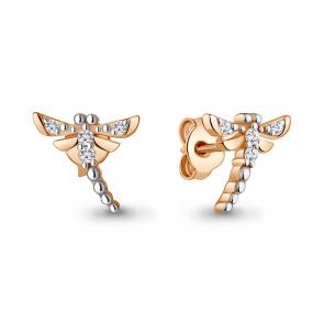 Золотые серьги AQUAMARINE с фианитом 49386 фото